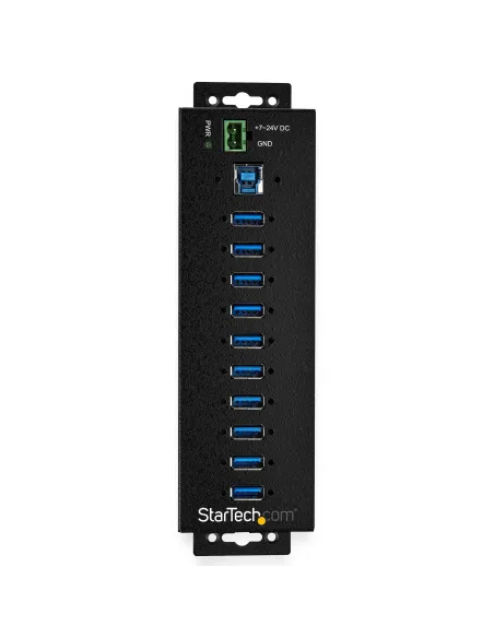 StarTech.com Hub Concentrador Ladrón USB de 10 Puertos con Adaptador de Corriente - con Protección contra Descargas de 350W -