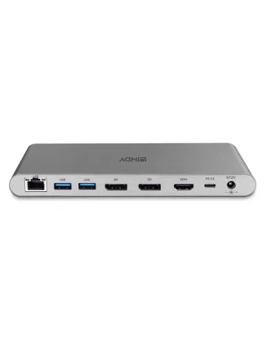 Lindy 43349 base para portátil y replicador de puertos Alámbrico USB 3.2 Gen 1 (3.1 Gen 1) Type-C Plata