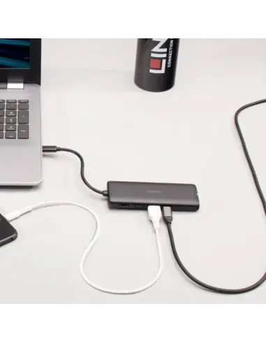 Lindy 43358 base para portátil y replicador de puertos Alámbrico USB 3.2 Gen 1 (3.1 Gen 1) Type-C Negro