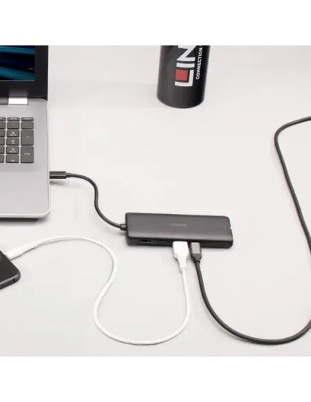 Lindy 43358 base para portátil y replicador de puertos Alámbrico USB 3.2 Gen 1 (3.1 Gen 1) Type-C Negro