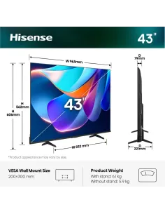 Hisense 43A6S 109,2 cm (43") 4K Ultra HD Smart TV Wifi Negro 2