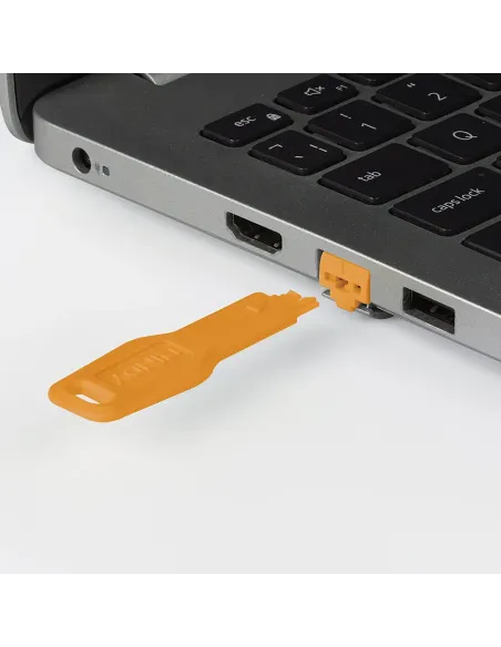 Lindy 47897 bloqueador de puerto Bloqueador de puerto + clave RJ-45 Naranja Acrilonitrilo butadieno estireno (ABS) 10 pieza(s)