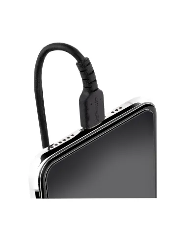 StarTech.com Cable 50cm USB a Lightning con Certificación MFi, Cable Rizado de Carga para iPhone, Negro, con Recubrimiento de