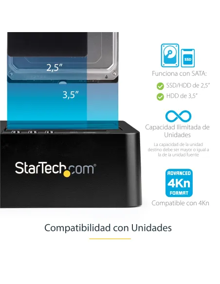 StarTech.com Duplicador USB 3.0 (5Gbps) o eSATA de Discos Duros de 2 Bahías, Independiente, Clonador Copiador de SSD o HDD SATA