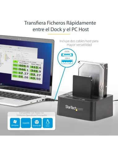 StarTech.com Duplicador USB 3.0 (5Gbps) o eSATA de Discos Duros de 2 Bahías, Independiente, Clonador Copiador de SSD o HDD SATA