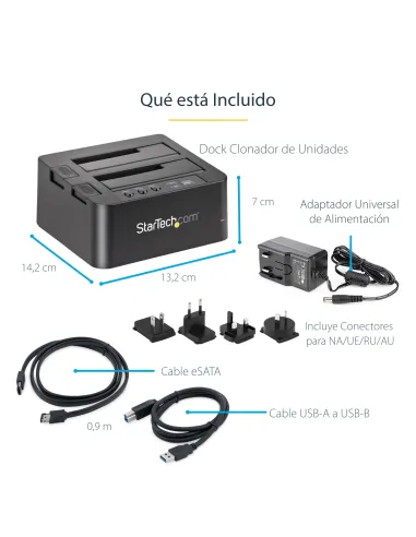 StarTech.com Duplicador USB 3.0 (5Gbps) o eSATA de Discos Duros de 2 Bahías, Independiente, Clonador Copiador de SSD o HDD SATA
