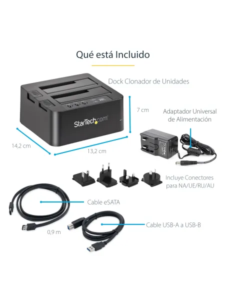 StarTech.com Duplicador USB 3.0 (5Gbps) o eSATA de Discos Duros de 2 Bahías, Independiente, Clonador Copiador de SSD o HDD SATA