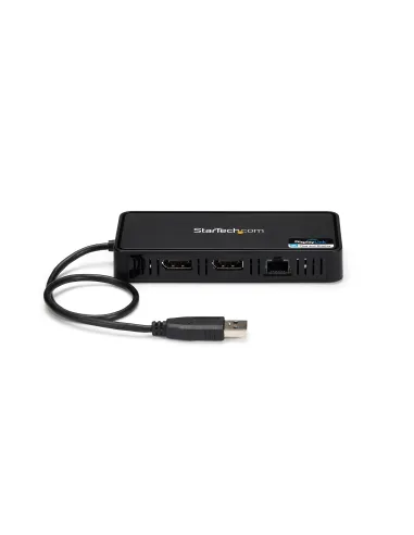 StarTech.com Mini Dock USB 3.0 - Docking Station USB-A para 2 Monitores - DisplayPort 4K de 60Hz y Red Ethernet Gigabit - con