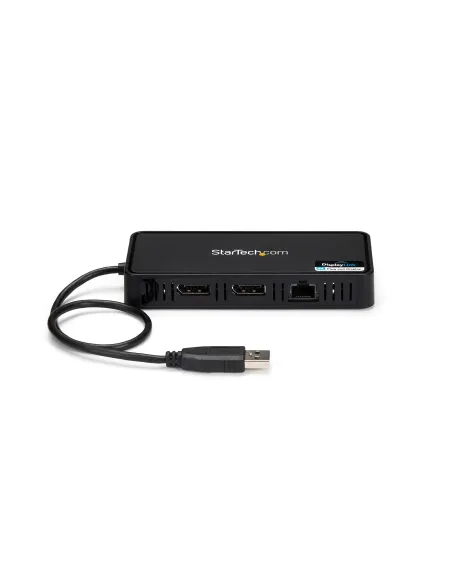 StarTech.com Mini Dock USB 3.0 - Docking Station USB-A para 2 Monitores - DisplayPort 4K de 60Hz y Red Ethernet Gigabit - con