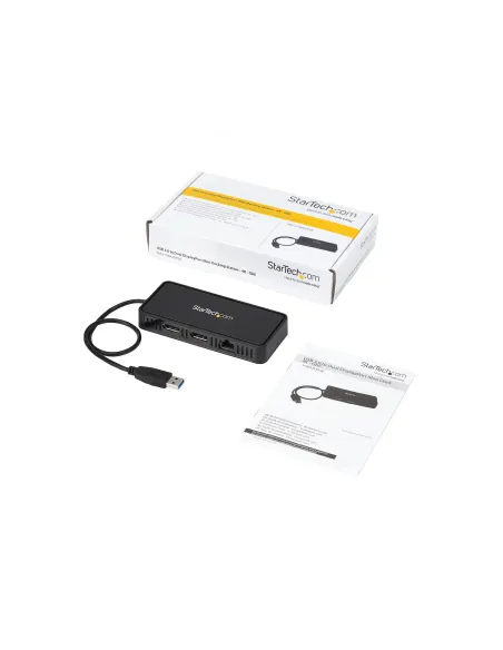 StarTech.com Mini Dock USB 3.0 - Docking Station USB-A para 2 Monitores - DisplayPort 4K de 60Hz y Red Ethernet Gigabit - con