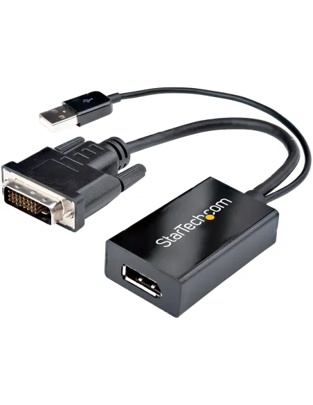 StarTech.com Adaptador DVI a DisplayPort Alimentado por USB - Conversor DVI a DisplayPort - Convertidor DVI-D a DP - 1920x1200