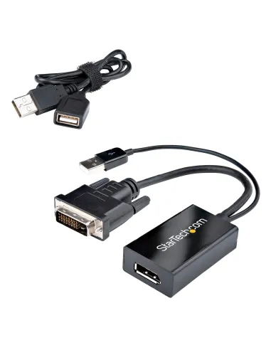 StarTech.com Adaptador DVI a DisplayPort Alimentado por USB - Conversor DVI a DisplayPort - Convertidor DVI-D a DP - 1920x1200