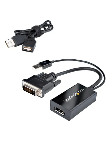 StarTech.com Adaptador DVI a DisplayPort Alimentado por USB - Conversor DVI a DisplayPort - Convertidor DVI-D a DP - 1920x1200
