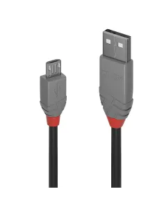 Lindy 36734 cable USB USB 2.0 3 m USB A Micro-USB B 0,48 Gbit s Negro, Gris