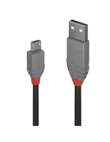 Lindy 36734 cable USB USB 2.0 3 m USB A Micro-USB B 0,48 Gbit s Negro, Gris