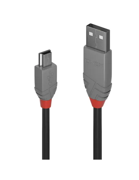 Lindy 36723 cable USB USB 2.0 2 m USB A Mini-USB B 0,48 Gbit s Negro, Gris