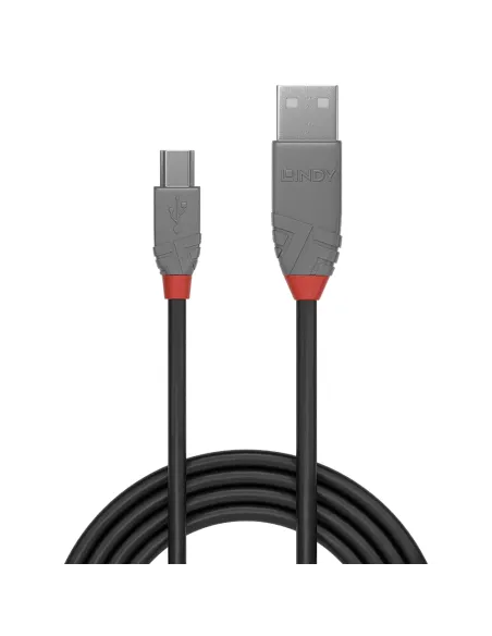 Lindy 36723 cable USB USB 2.0 2 m USB A Mini-USB B 0,48 Gbit s Negro, Gris