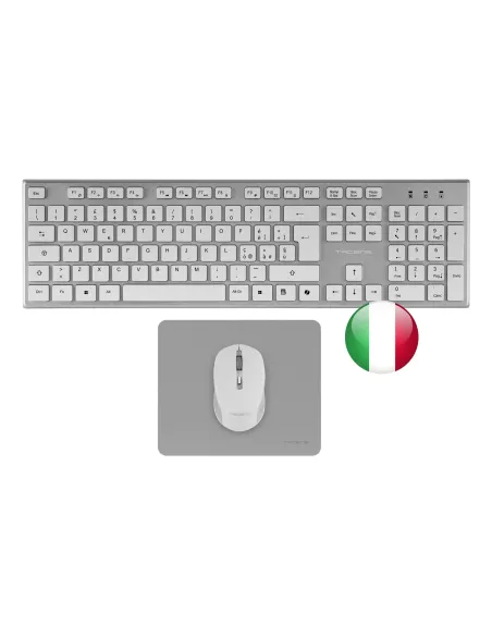 Tacens 6ZENITHWIT teclado Ratón incluido Hogar   Oficina RF inalámbrico QWERTY Italiano Plata, Blanco