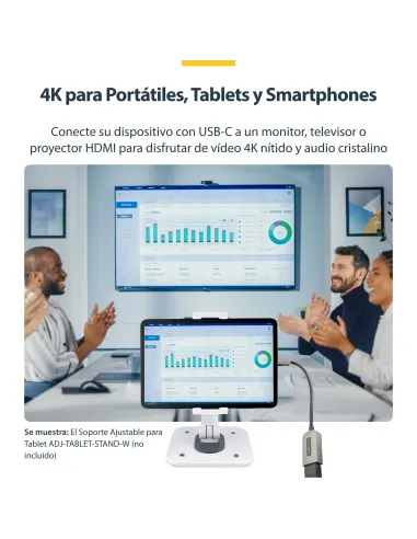StarTech.com Adaptador USB C a HDMI de Vídeo 4K 60Hz - HDR10 - Conversor Tipo Llave USB Tipo C a HDMI 2.0b Dongle - Convertidor