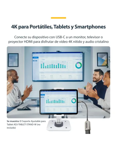 StarTech.com Adaptador USB C a HDMI de Vídeo 4K 60Hz - HDR10 - Conversor Tipo Llave USB Tipo C a HDMI 2.0b Dongle - Convertidor