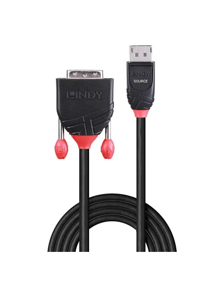Lindy 41491 adaptador de cable de vídeo 2 m DisplayPort DVI-D Negro