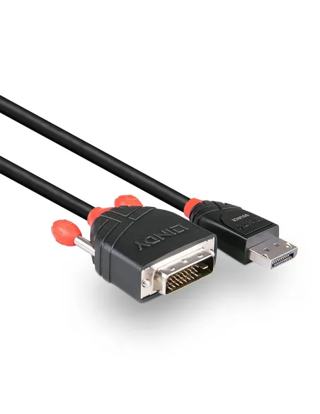Lindy 41491 adaptador de cable de vídeo 2 m DisplayPort DVI-D Negro