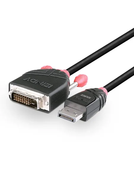 Lindy 41491 adaptador de cable de vídeo 2 m DisplayPort DVI-D Negro