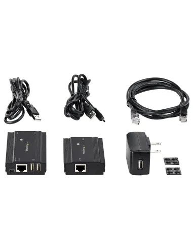 StarTech.com Hub Concentrador Extensor USB 2.0 de 4 Puertos por un Solo Cable Ethernet CAT5e CAT6 RJ45 - 100m - Juego de