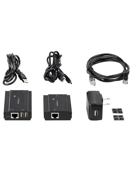 StarTech.com Hub Concentrador Extensor USB 2.0 de 4 Puertos por un Solo Cable Ethernet CAT5e CAT6 RJ45 - 100m - Juego de