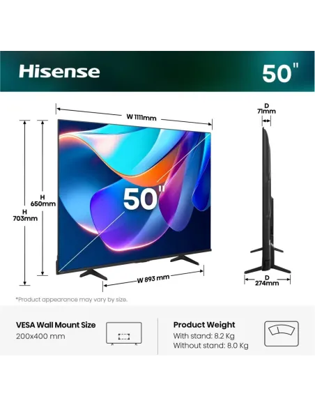 Hisense 50A6S 127 cm (50") 4K Ultra HD Smart TV Wifi Negro