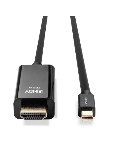Lindy 36926 adaptador de cable de vídeo 1 m HDMI tipo A (Estándar) Mini DisplayPort Negro