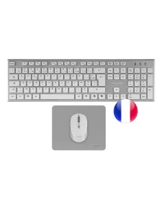 Tacens 6ZENITHWFR teclado Ratón incluido Hogar   Oficina RF inalámbrico AZERTY Francés Plata, Blanco