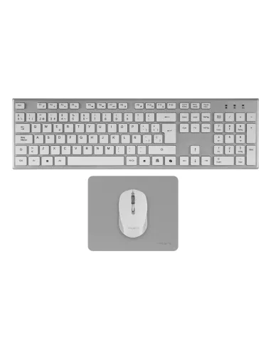 Tacens 6ZENITHWFR teclado Ratón incluido Hogar   Oficina RF inalámbrico AZERTY Francés Plata, Blanco