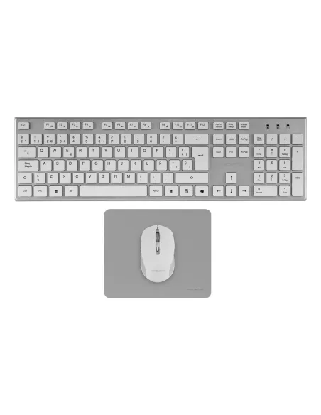Tacens 6ZENITHWFR teclado Ratón incluido Hogar   Oficina RF inalámbrico AZERTY Francés Plata, Blanco