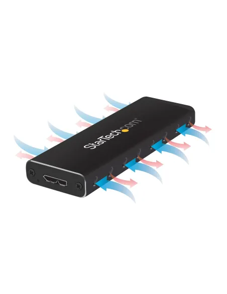 StarTech.com Caja USB 3.0 (5Gbps) a SSD M.2 de Aluminio con UASP - Negro - SATA NGFF M.2 con B Key y B+M Key - Caja Portátil
