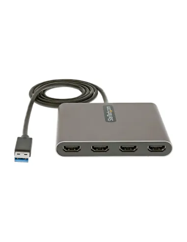 StarTech.com Adaptador USB 3.0 a 4 Puertos HDMI - Tarjeta Gráfica y de Vídeo Externa - Dongle Llave USB-A a 4x HDMI - 1080p a