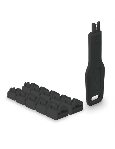 Lindy 47891 bloqueador de puerto Bloqueador de puerto + clave RJ-45 Negro Acrilonitrilo butadieno estireno (ABS) 10 pieza(s)