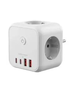 Cargador de pared mars gaming md - cube20w 20w 3x schuko 2x usb tipo c 2x usb tipo a blanco