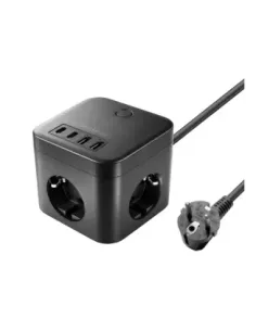 Cargador de pared mars gaming md - cube35 35w 3x schuko 2x usb tipo c 2x usb tipo a negro