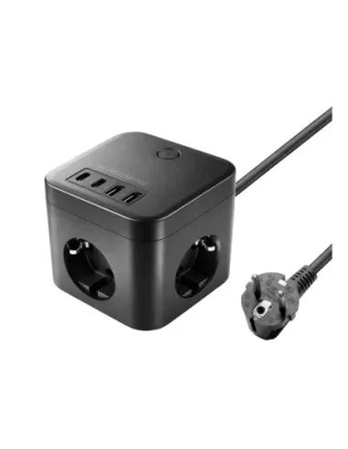 Cargador de pared mars gaming md - cube35 35w 3x schuko 2x usb tipo c 2x usb tipo a negro
