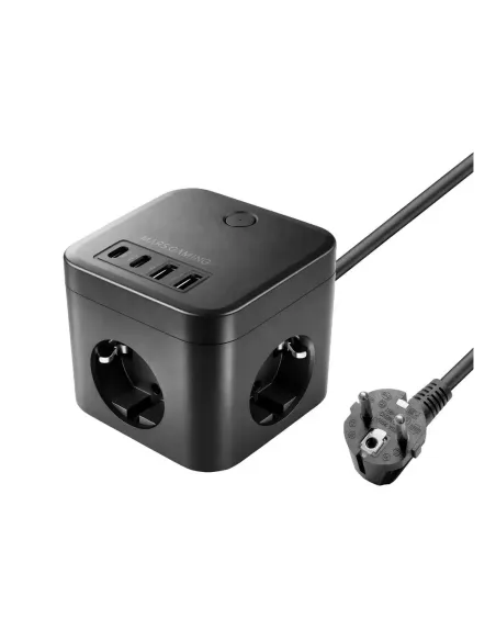 Cargador de pared mars gaming md - cube35 35w 3x schuko 2x usb tipo c 2x usb tipo a negro