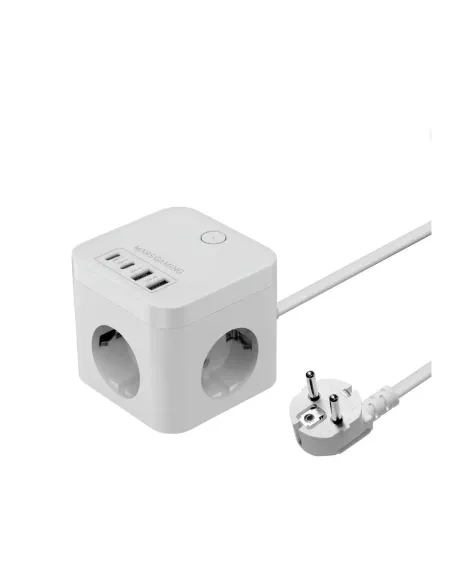 Cargador de pared mars gaming md - cube35w 35w 3x schuko 2x usb tipo c 2x usb tipo a blanco