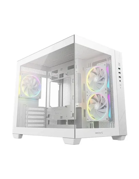 Caja ordenador gaming deepcool cg330 3f matx argb cristal templado blanca