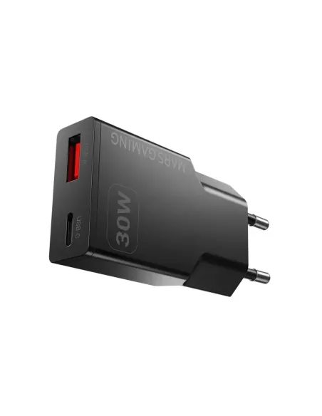 Cargador de pared mars gaming md - gan30 30w 1x usb tipo c 1 x usb tipo a negro