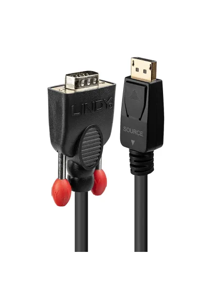 Lindy 41942 adaptador de cable de vídeo 2 m VGA (D-Sub) DisplayPort Negro