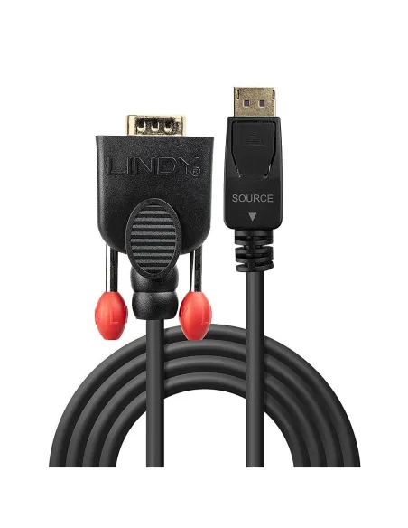 Lindy 41942 adaptador de cable de vídeo 2 m VGA (D-Sub) DisplayPort Negro