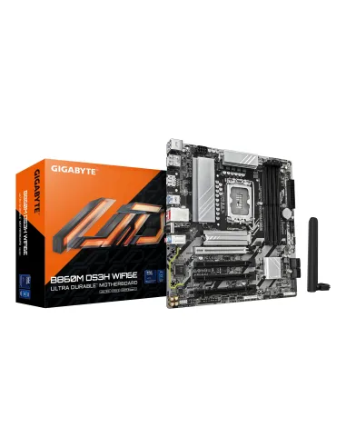 GIGABYTE B860M DS3H WIFI6E Placa base - CPUs Intel Core Ultra, VRM de 5+1+2+1 fases, hasta 9066MHz DDR5, 1xPCIe 5.0 + 1xPCIe