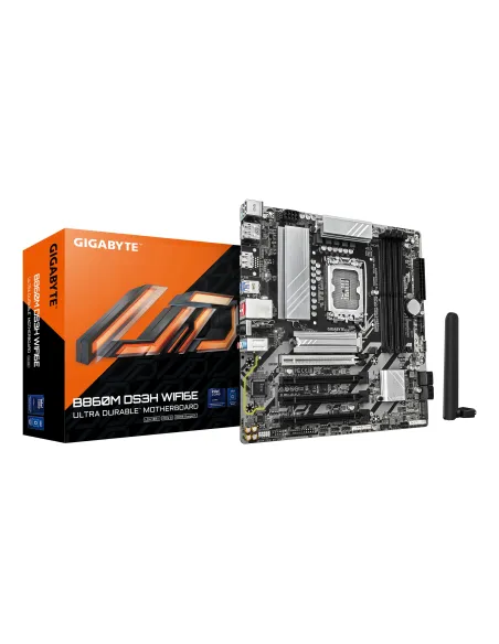 GIGABYTE B860M DS3H WIFI6E Placa base - CPUs Intel Core Ultra, VRM de 5+1+2+1 fases, hasta 9066MHz DDR5, 1xPCIe 5.0 + 1xPCIe