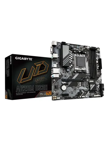 GIGABYTE A620M DS3H Placa base - Soporta CPUs AMD Ryzen 8000, VRM digital de 5+2+2 fases, hasta 7600MHz DDR5 (OC), 1xPCIe 4.0