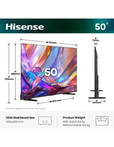 Hisense 50E7S 127 cm (50") 4K Ultra HD Smart TV Wifi Negro 300 cd   m²